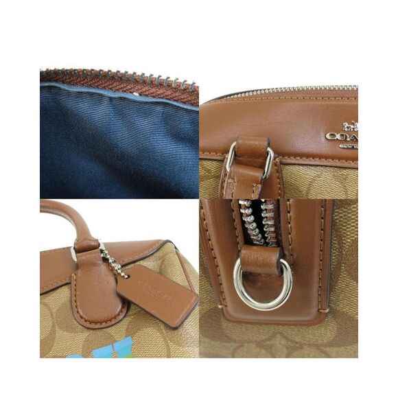 Pre Loved Coach Mini Satchel Rainbow Style Women Beige Handbags - Picture 7 of 8